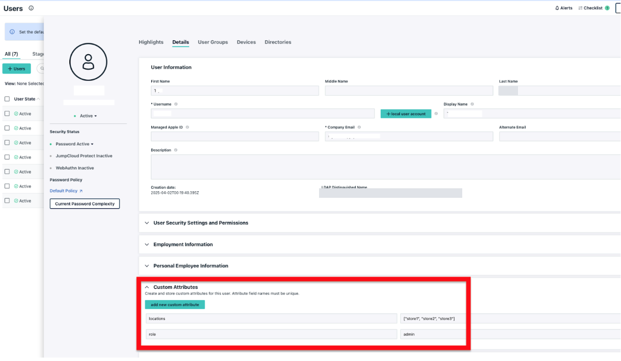 2. Configure SAML Custom Attributes — screenshot 1