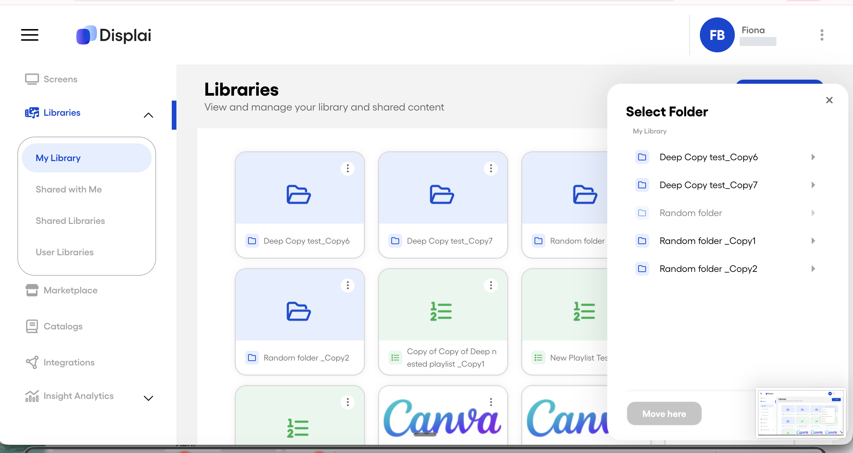 Move content within My Library: — screenshot 7