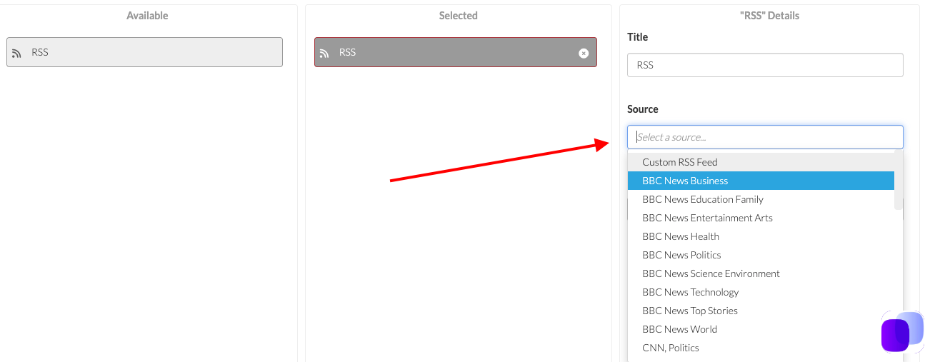 How to set up a RSS Ticker Feed — screenshot 4