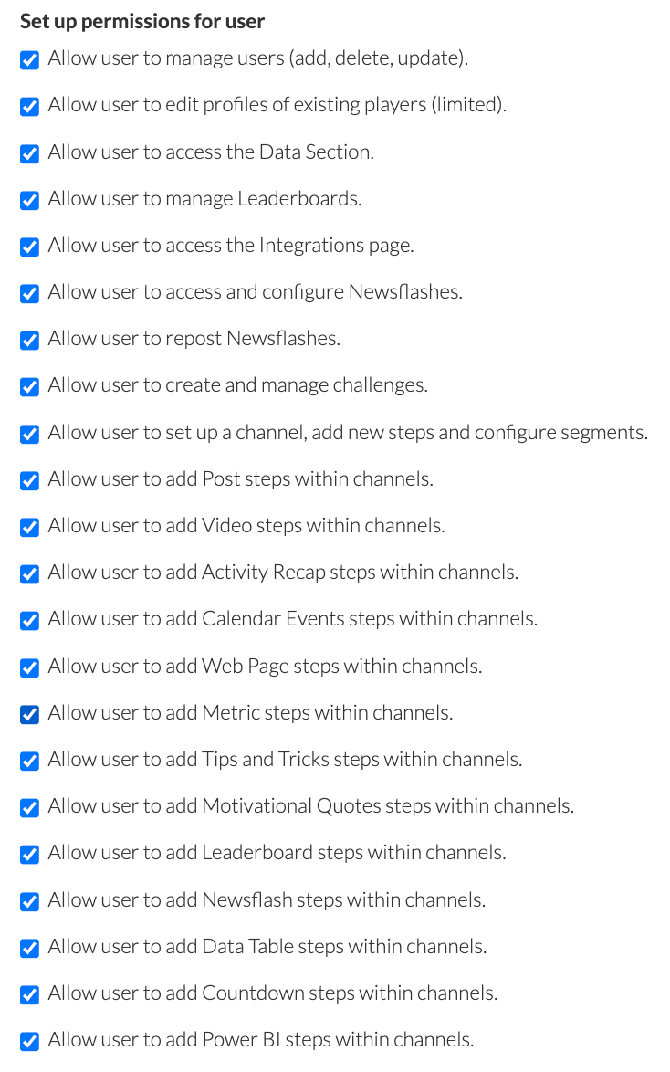 Team Admin Permissions — screenshot 2