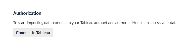 Authorizing the Tableau Integration — screenshot 1