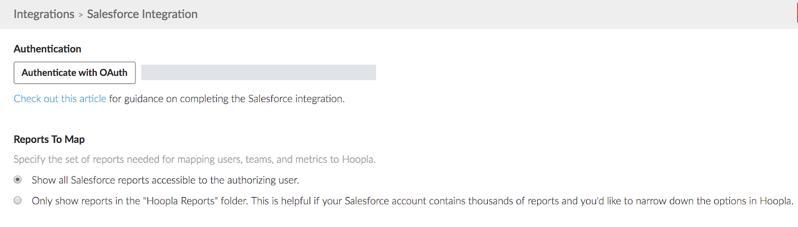 Learn the steps to begin sending Salesforce data to Hoopla — screenshot 1