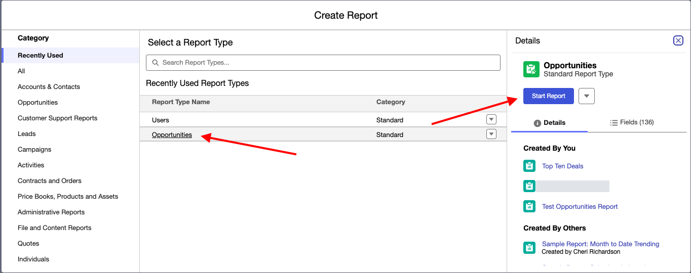 Create Salesforce Metric Reports — screenshot 1