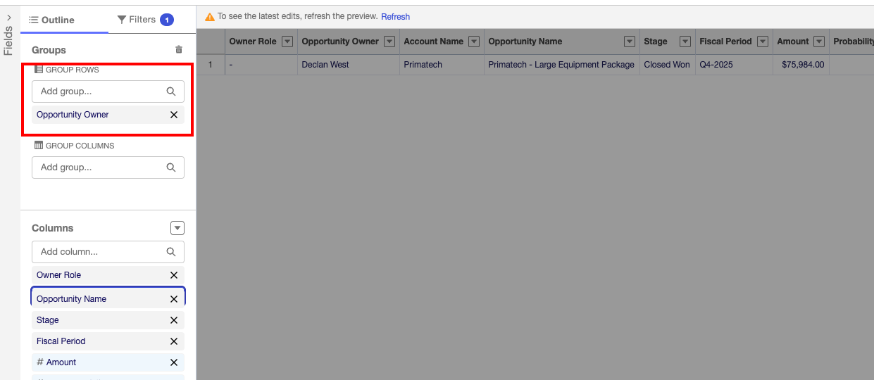 Create Salesforce Metric Reports — screenshot 2