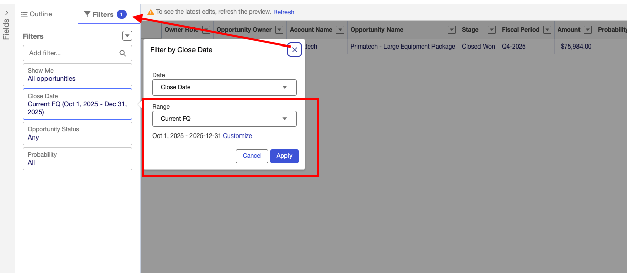 Create Salesforce Metric Reports — screenshot 3