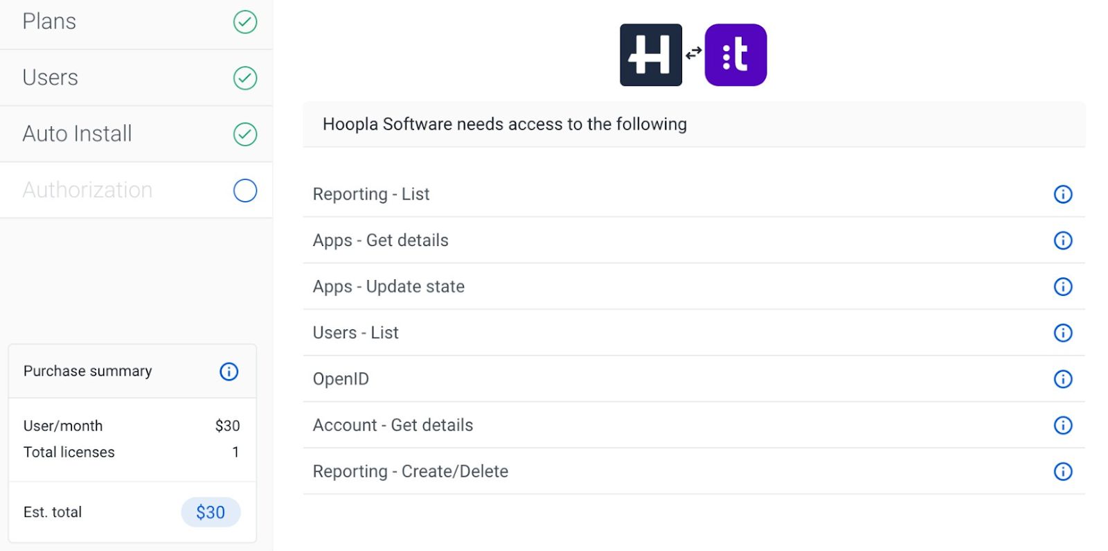 Installing the Hoopla App in TalkDesk — screenshot 4