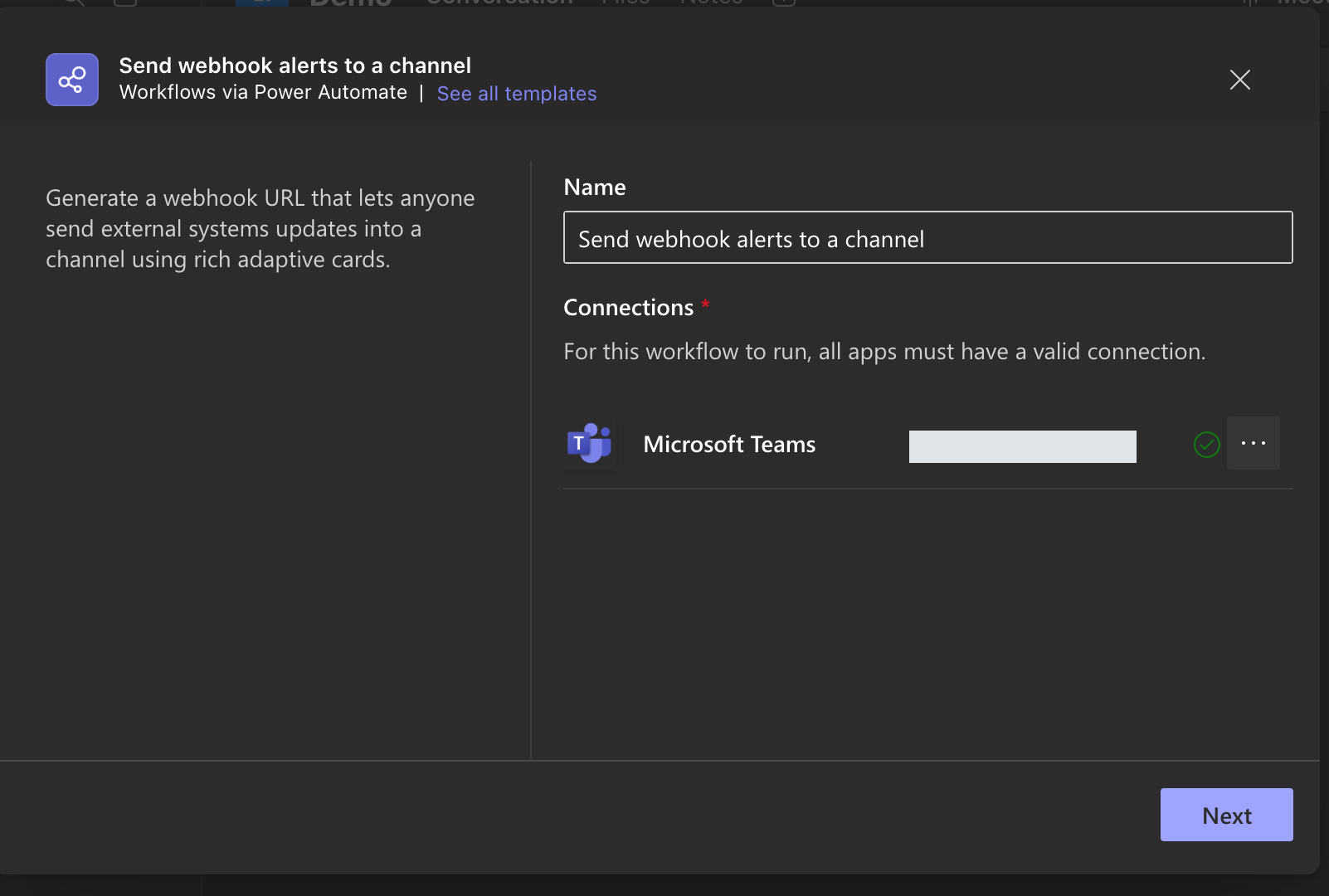 How to set up a workflow from Microsoft Teams — screenshot 6