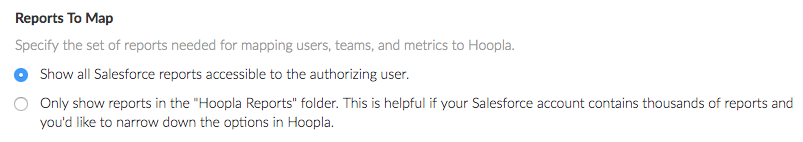 Check the reports setting in the Salesforce Integration area. — screenshot 1