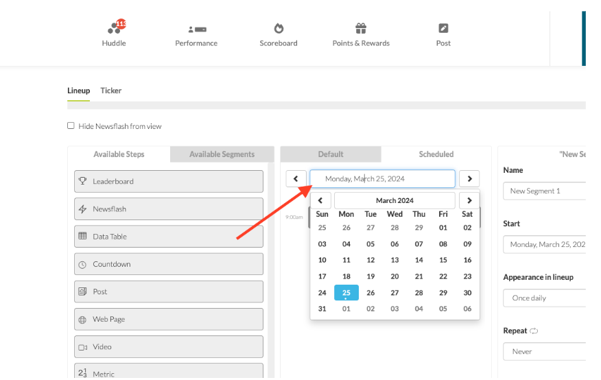 Configuring a Scheduled Lineup for your Channel — screenshot 2