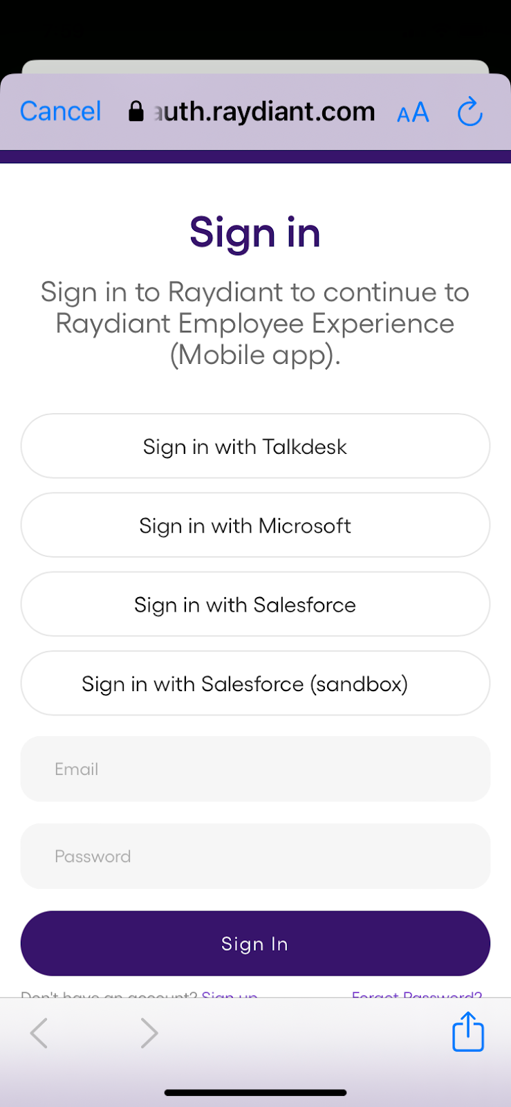 Step 1 – Log into Mobile — screenshot 1